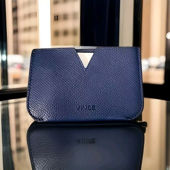 Vince Blue Leather Card Holder Made‎ in Italy Excellent Condition - Picture 1 of 5
